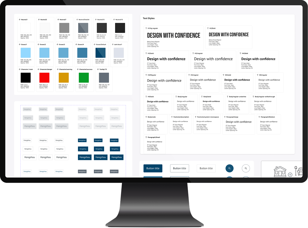 Design system tokens and components applied across the portal